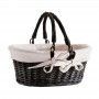 Cesta ibérica de mimbre ovalada de color negro con asas modelo gourmet.